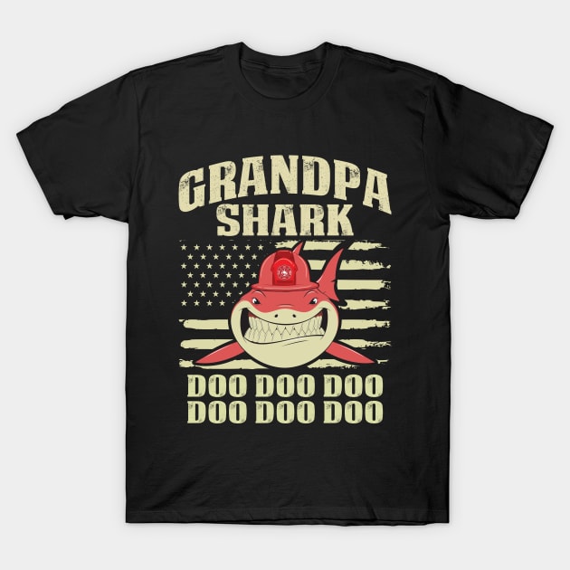 Grandpa Shark-Firefighter T-Shirt T-Shirt by Murder By Text